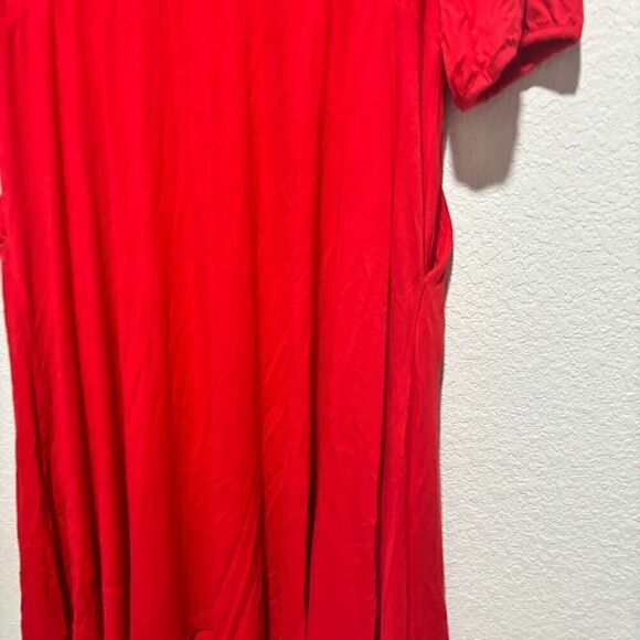 Draper James Womens Fit & Flare Dress 2XL Red 3/4 Sleeve Surplice Neck Pockets - Picture 5 of 9